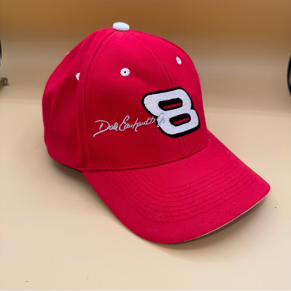 Dale Earnhardt Jr. NASCAR Red Baseball Cap Number‎ 8 Embroidered Signature, EUC